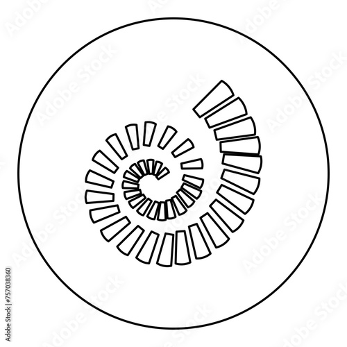 Spiral staircase circular stairs icon in circle round black color vector illustration image outline contour line thin style