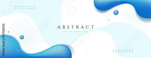 abstract banner background with blue fluid and geometric shapes. vector illustration