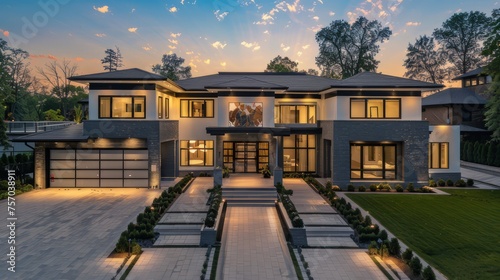 Capture the grandeur and elegance of a newly constructed luxury home. Showcasing modern architecture with sleek lines and lavish details, this residence exudes sophistication and opulence. 