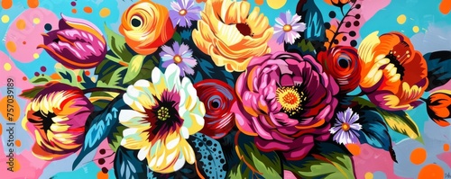 Colorful floral graffiti art