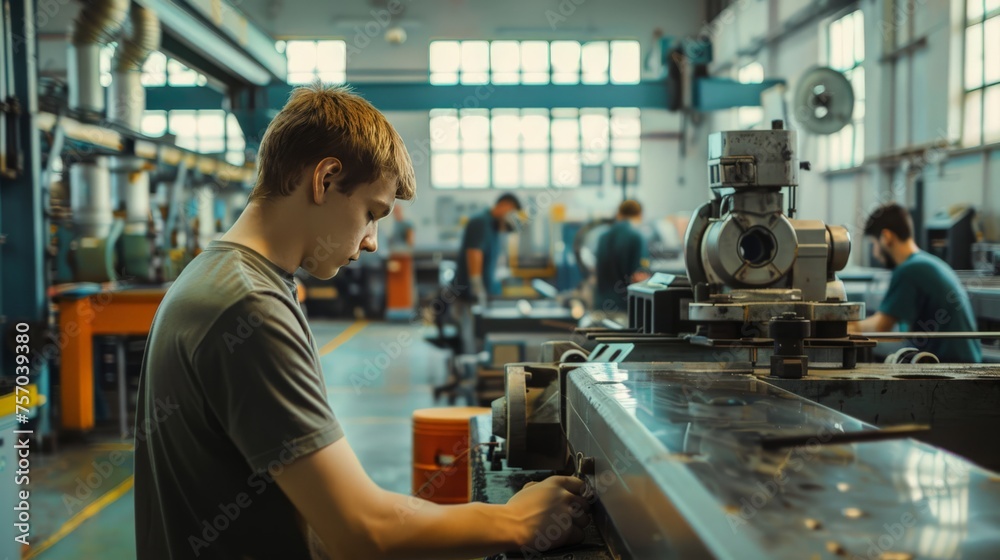 Intensive training session in a modern factory Intensive training session in a modern factory