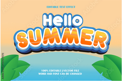HELLO SUMMER VECTOR EDITABLE TEXT EFFECT EPS
