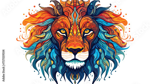 Cybonixxa Illustration of Gradation Lion head zentangle arts