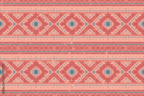 Ikat geometric ornament with diamonds. Ikkat. Seamless pattern. Aztec style. Tribal ethnic vector texture. Folk embroidery, Indian, Scandinavian, Gypsy, Mexican, African rug, wallpaper.