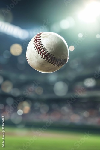 Flying baseball in a game or competition 