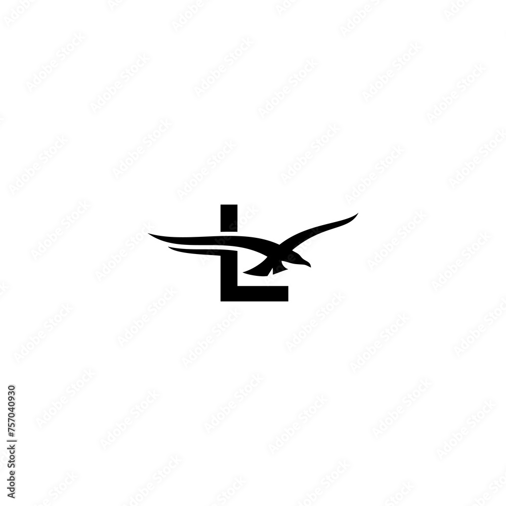 bird logo with letter in black color bird logo with letter in black color