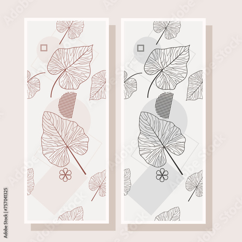 Taro leaf outline illustration, flat design vector