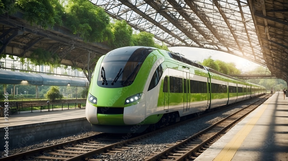 Naklejka premium a green engry concept and electric train