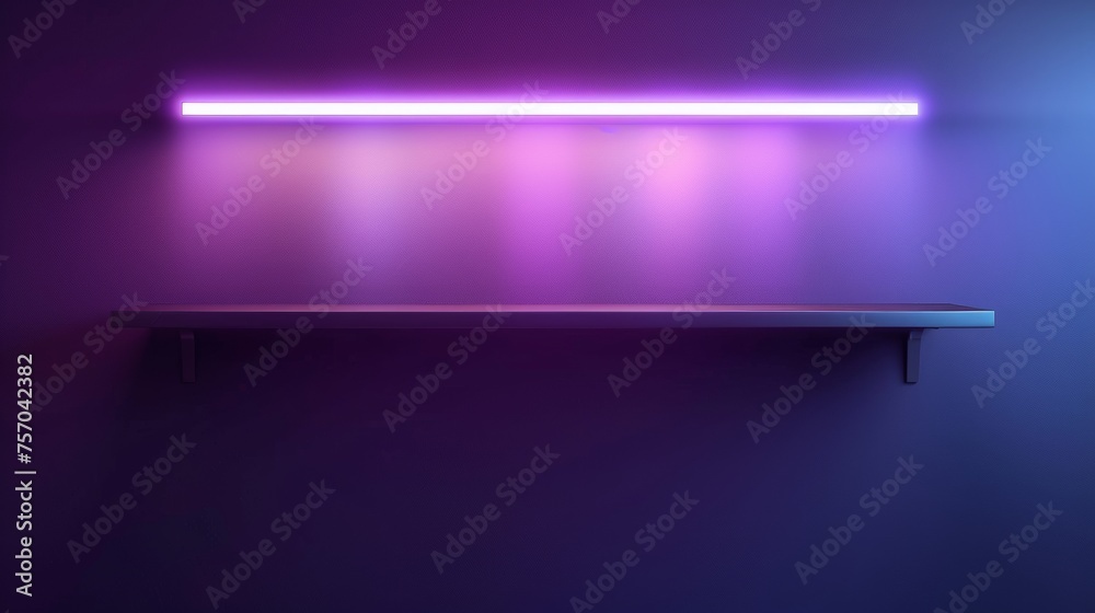 Modern illustration of linear led lamp on a shelf with soft light. Illustration for product presentation showroom, museum exhibition, advertising background, art gallery interior element. Modern illustration of linear led lamp on a shelf with soft light. Illustration for product presentation showroom, museum exhibition, advertising background, art gallery interior element.