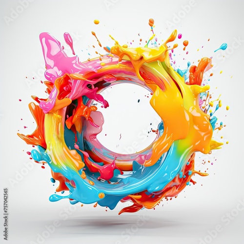 A colorful splash of paint with a rainbow design