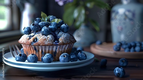 Indulge in a delectable homemade Blueberry Cupcake.