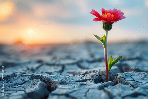 Resilient Flower Growing Out of Crack in Ground