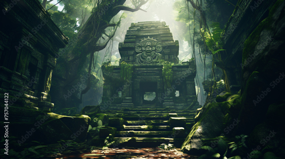 Fototapeta premium An ancient temple hidden in a jungle