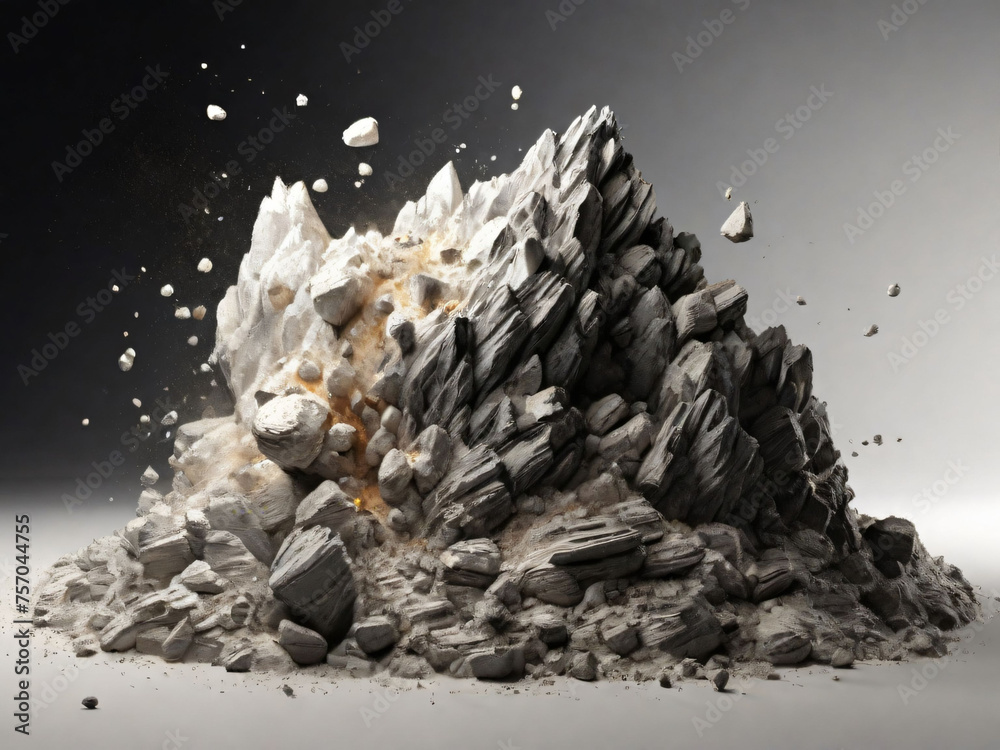 Falling Rocks White Rock stone white background fall black falling space isolated splash ...