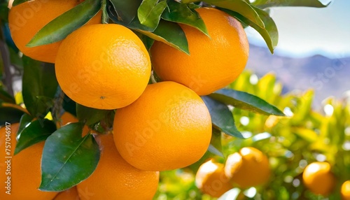 Citrus Splendor: Fresh Oranges Adorning Trees in a Spanish Grove"