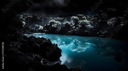 Blue Lagoon on a black background