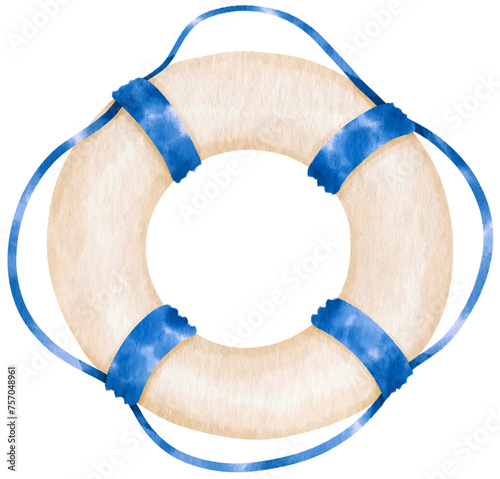 lifebuoy water safety in watercolor for Summer Decorative Element