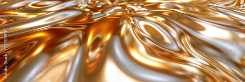 abstract gold liquid metal with iridescent fluid patterns ,banner, dark silver and light gold liquid fluid glossy gold , holographic texture wave background