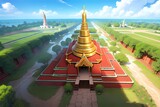 青空タイのお寺RPG滅びた都市の遺跡城ゲーム背景イラスト風