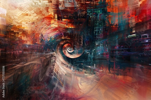 Digital Painting of An artists obsession to capture the essence of the Shy Entity each canvas a spiral into madness photo