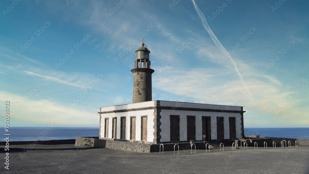 Fuencaliente lighthouse on the southern tip of La Palma, Canary Islands - obrazy, fototapety, plakaty 