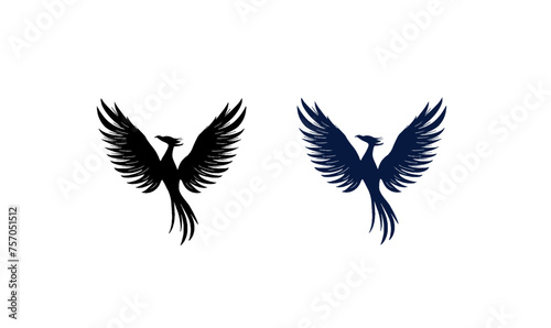 hand drown phoenix silhouette set, pigeon, eagle, fly, icon, feather, wings, nature, bird, bird, vector, black, freedom,