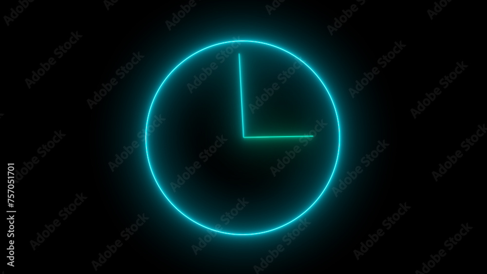 Neon light clock icon illustration background Neon light clock icon illustration background