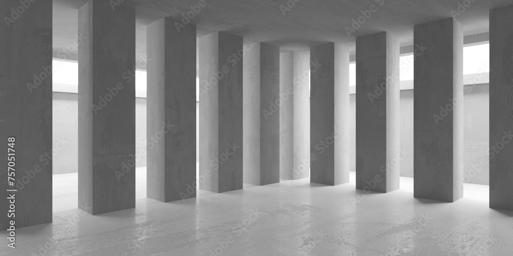 Fototapeta premium Abstract empty concrete interior. Minimalistic dark room design template