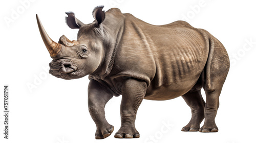 Majestic Black Rhinoceros Capture on isolated background