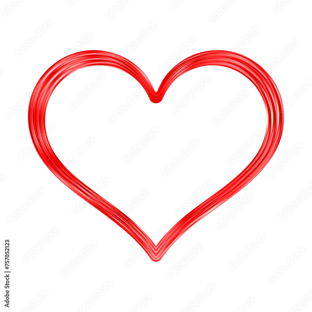 Thin gold heart frame. Golden realistic heart border. Luxury symbol of love.