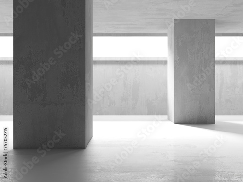 Abstract empty concrete interior. Minimalistic dark room design template