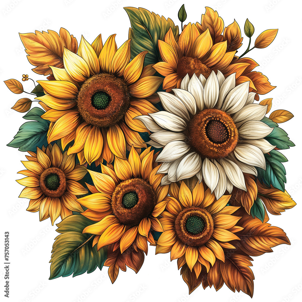 Sunflower illustration isolated on transparent Sunflower illustration isolated on transparent
