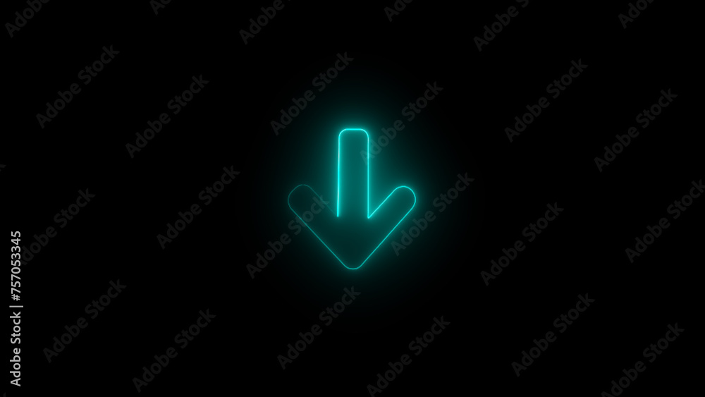 Neon arrow symbol icon. Green neon icon and black background with right arrow. Flat design. Forward pointing arrow for indication signal. Neon arrow symbol icon. Green neon icon and black background with right arrow. Flat design. Forward pointing arrow for indication signal.