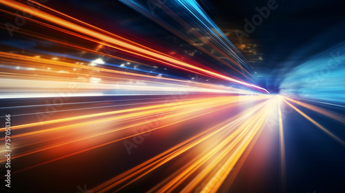 Car motion trails. Speed light streaks background © franklin