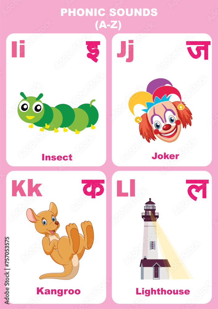 Vector illustration phonic sounds chart editable study material for