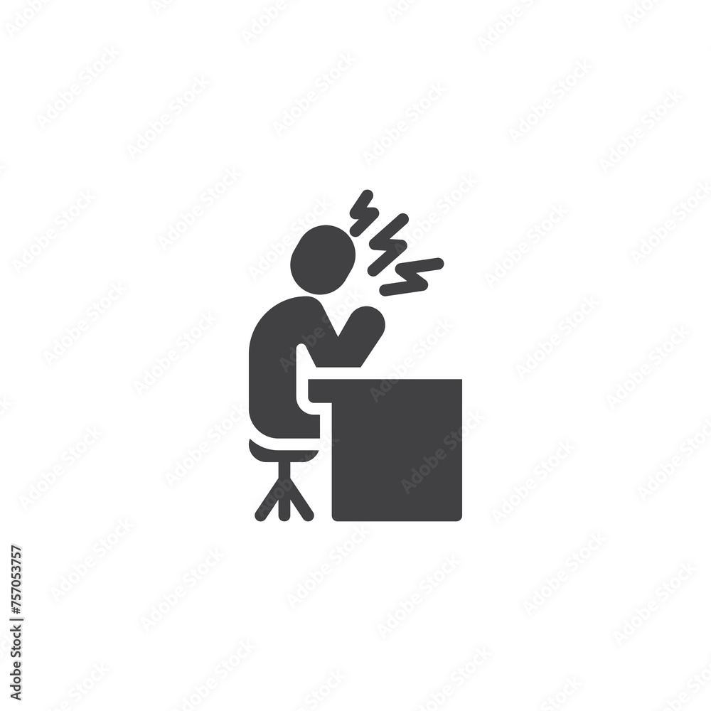 Person stressed at work vector icon