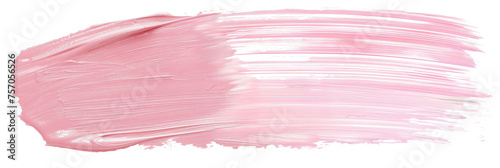  soft pink brushstroke of paint on white background,