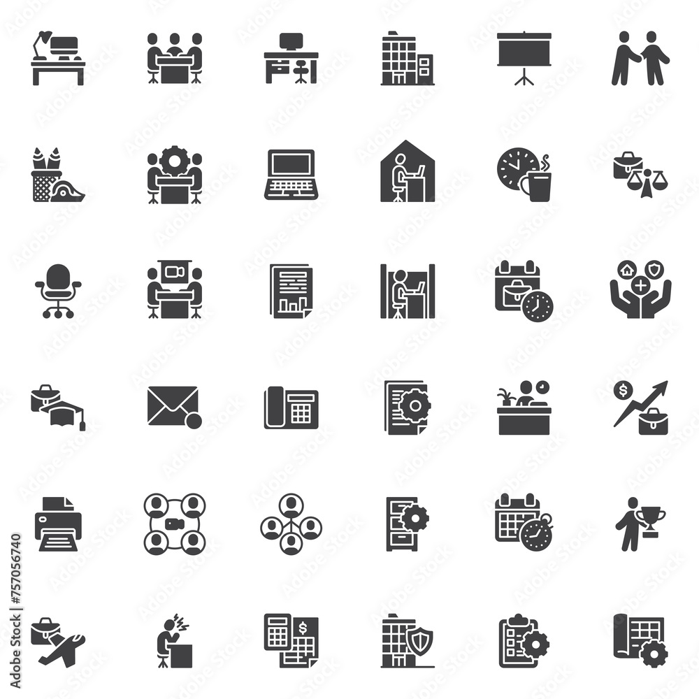 Office and Workplace vector icons set