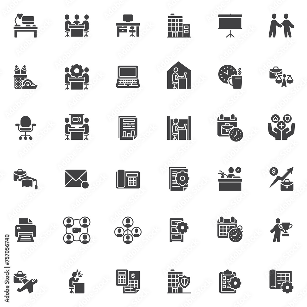 Office and Workplace vector icons set Office and Workplace vector icons set