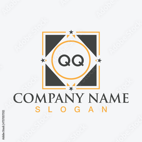 Initial QQ letter logo design with creative square symbol