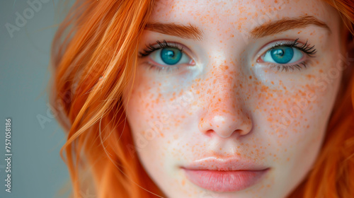 portrait of a young pretty woman with red hairs 