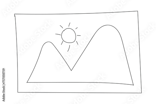 Hand drawn icon of picture gallery. 