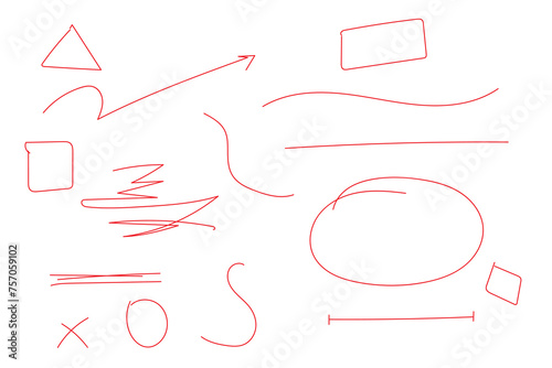 Icon sheet made with red stroke marker on white background