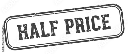 half price stamp. half price rectangular stamp on white background