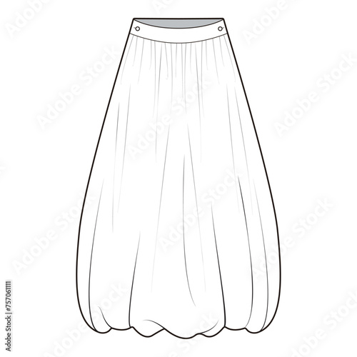 Balloon Long Skirt Flat Sketch Vector Design Illustration