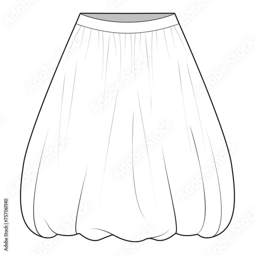 Balloon Skirt Flat Sketch Vector Design Illustration