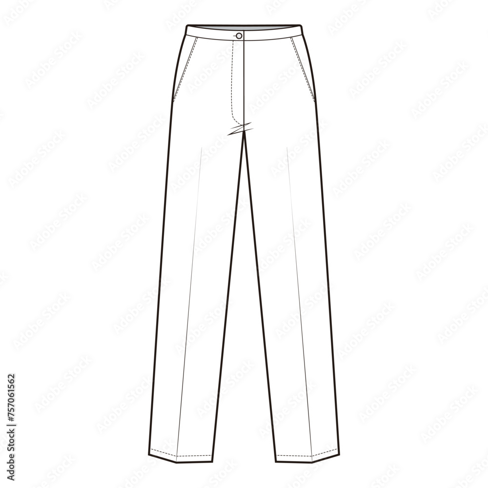 Straight Pants Flat Sketch Vector Design Illustration Straight Pants Flat Sketch Vector Design Illustration