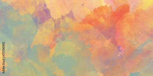 Colorful and bright watercolor background texture with grunge watercolor splashes, Abstract bright and shinny lovely soft color watercolor background, Beautiful and light color colorful background.