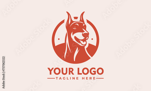 Modern Geometric Doberman Dog Logo on Heraldic Shield Clean Design for Excellent Readability photo