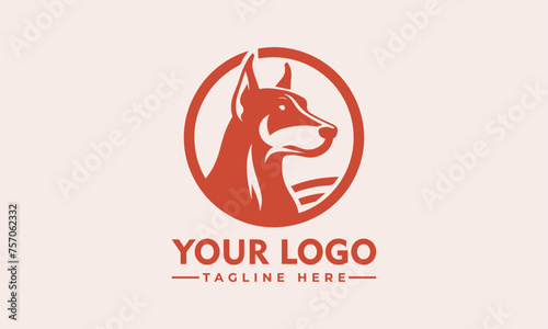 Modern Geometric Doberman Dog Logo on Heraldic Shield Clean Design for Excellent Readability